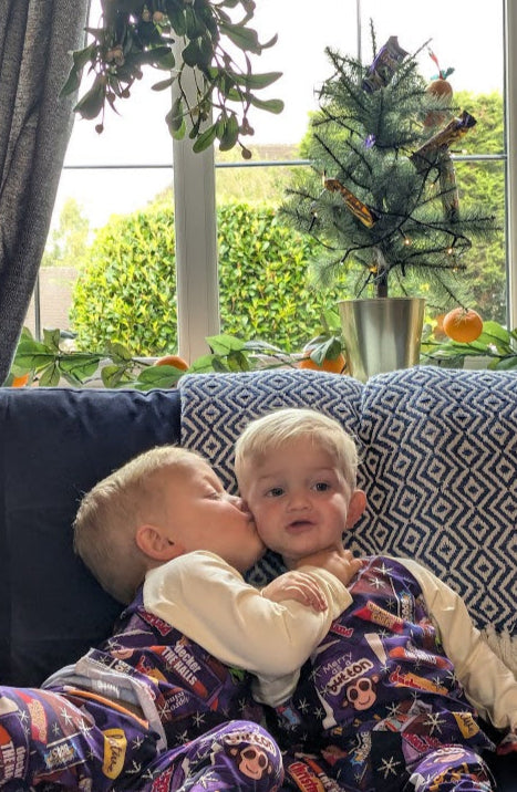 Children's Pyjamas-PJs-top and leggings set 0-6yr Kid's-Children's Gift-matching sibling pyjamas-Christmas Chocs Print-Unisex-Baby/Toddler