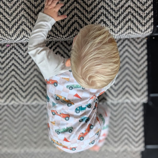 Children's Pyjamas PJs Handmade Vintage Cars and Vintage Toys theme top and leggings set 0-6yr Kid's-Gift-matching sibling pyjamas available