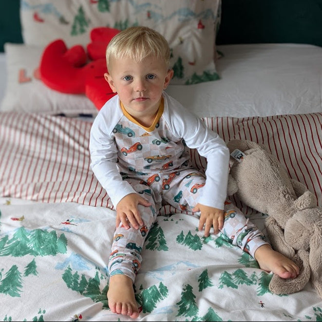 Children's Pyjamas PJs Handmade Vintage Cars and Vintage Toys theme top and leggings set 0-6yr Kid's-Gift-matching sibling pyjamas available