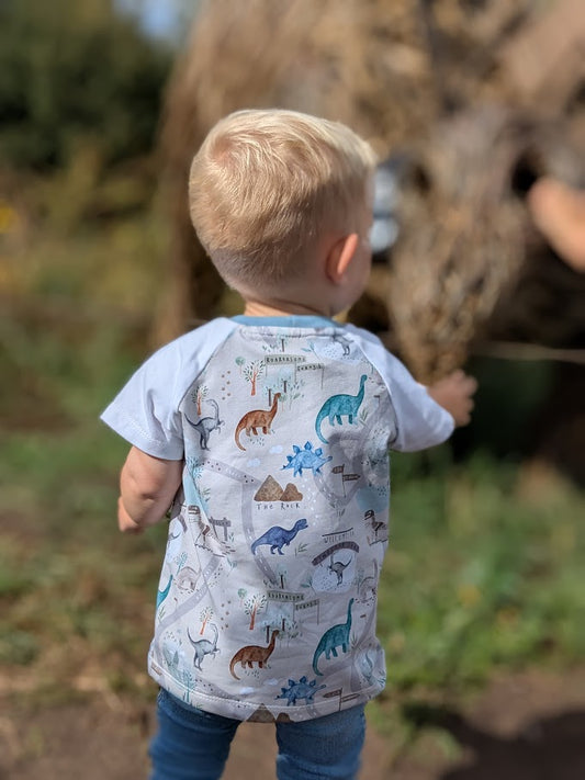 Children's T Shirt Dinasour Print  0-6yr Kid's-Children's Gift-matching sibling T Shirts Dinosaur themed Neutral colour print-Baby/Toddler