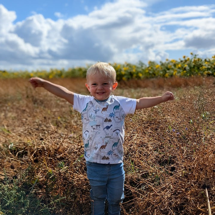 Children's T Shirt Dinasour Print  0-6yr Kid's-Children's Gift-matching sibling T Shirts Dinosaur themed Neutral colour print-Baby/Toddler