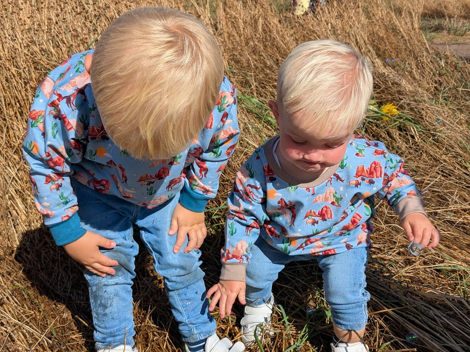Children's Sweatshirt  soft cotton French Terry fabric In Cowboys print -0-6 years-Kid's-Gift