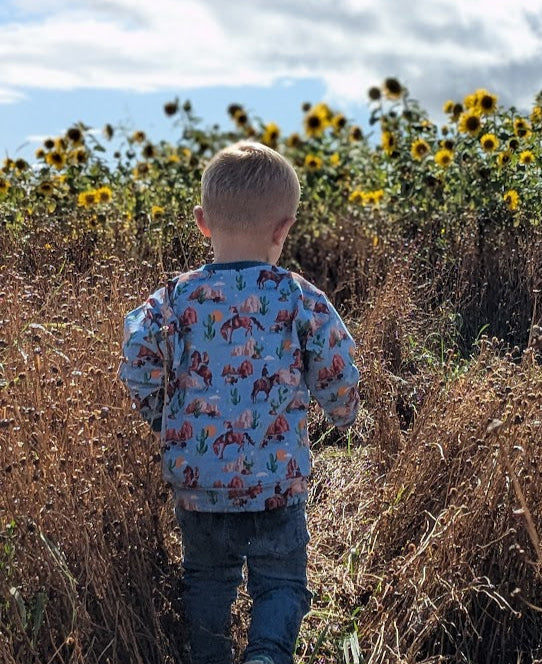 Children's Sweatshirt  soft cotton French Terry fabric In Cowboys print -0-6 years-Kid's-Gift