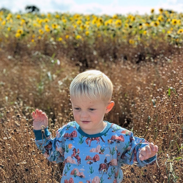 Children's Sweatshirt  soft cotton French Terry fabric In Cowboys print -0-6 years-Kid's-Gift