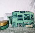 Boxy Quilted Zippered Pouch/Case Green Tea