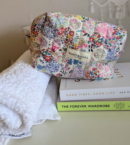 Boxy Quilted Zippered Pouch/Case Patchwork Stories