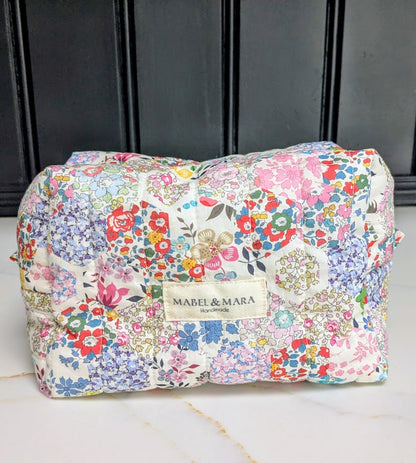 Boxy Quilted Zippered Pouch/Case Patchwork Stories