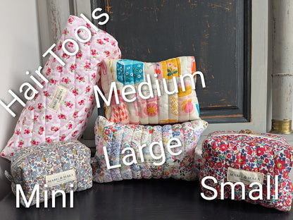 Boxy Quilted Zippered Pouch/Case Patchwork Stories