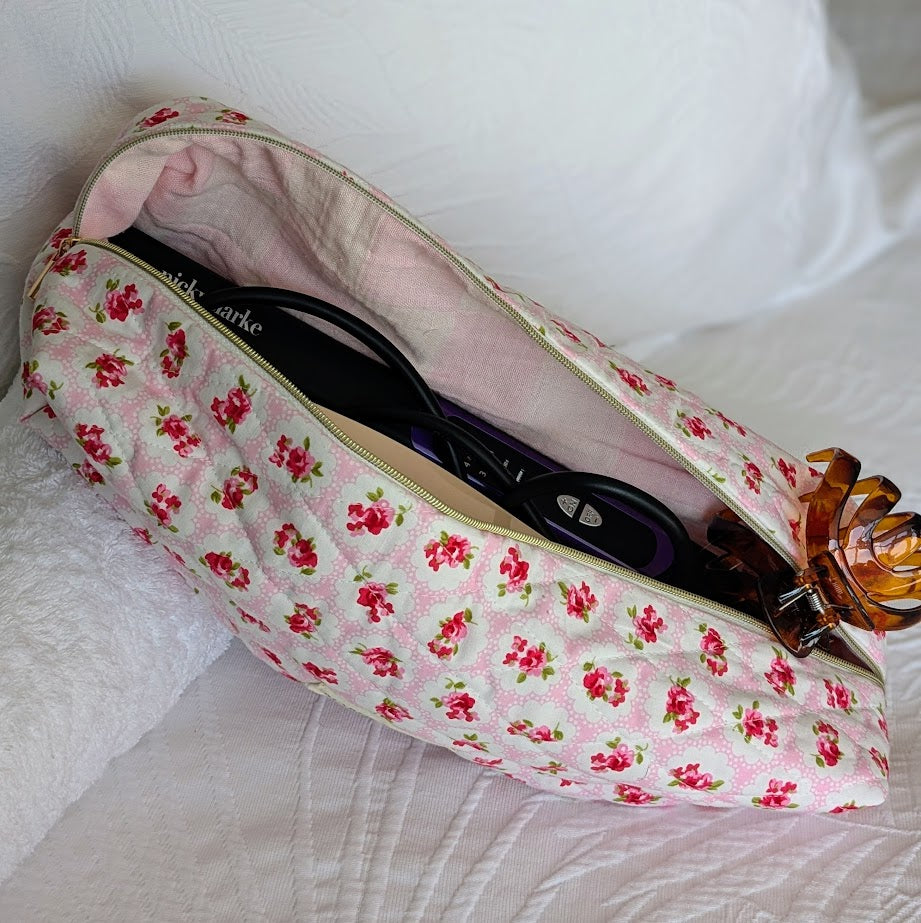 Boxy Quilted Zippered Pouch Rosemary