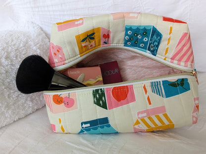 Boxy Quilted Zippered Pouch/Case Freya