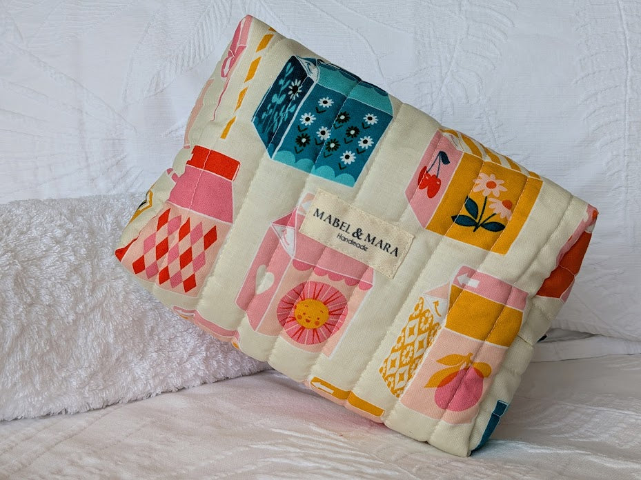 Boxy Quilted Zippered Pouch Freya