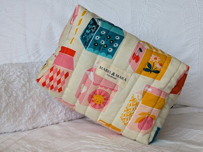 Boxy Quilted Zippered Pouch/Case Freya