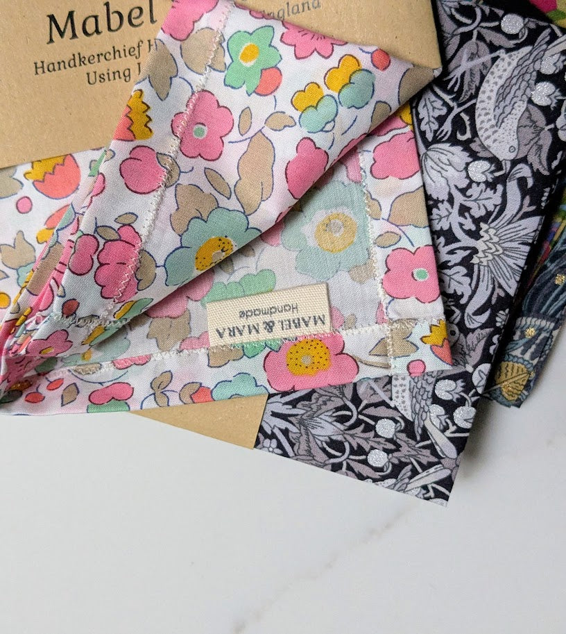 Liberty Tana Lawn Handkerchief Strawberry Thief Black