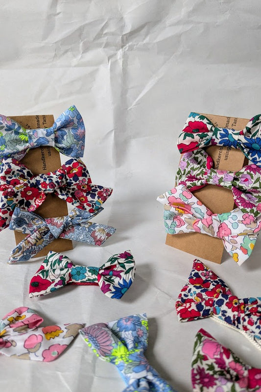 25mm Tied  Hair Bows Pair in variety of Liberty Tana Lawn prints on alligator clips
