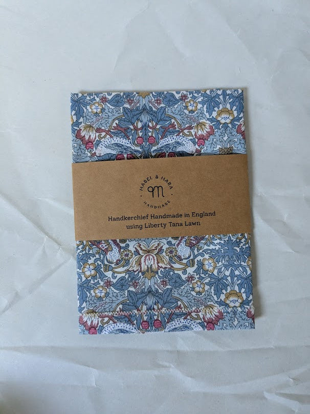 Liberty Tana Lawn Handkerchief Strawberry Thief Blue