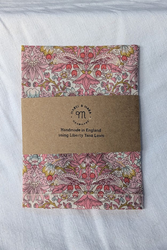 Handkerchief Liberty Tana Lawn - Strawberry Thief Pink