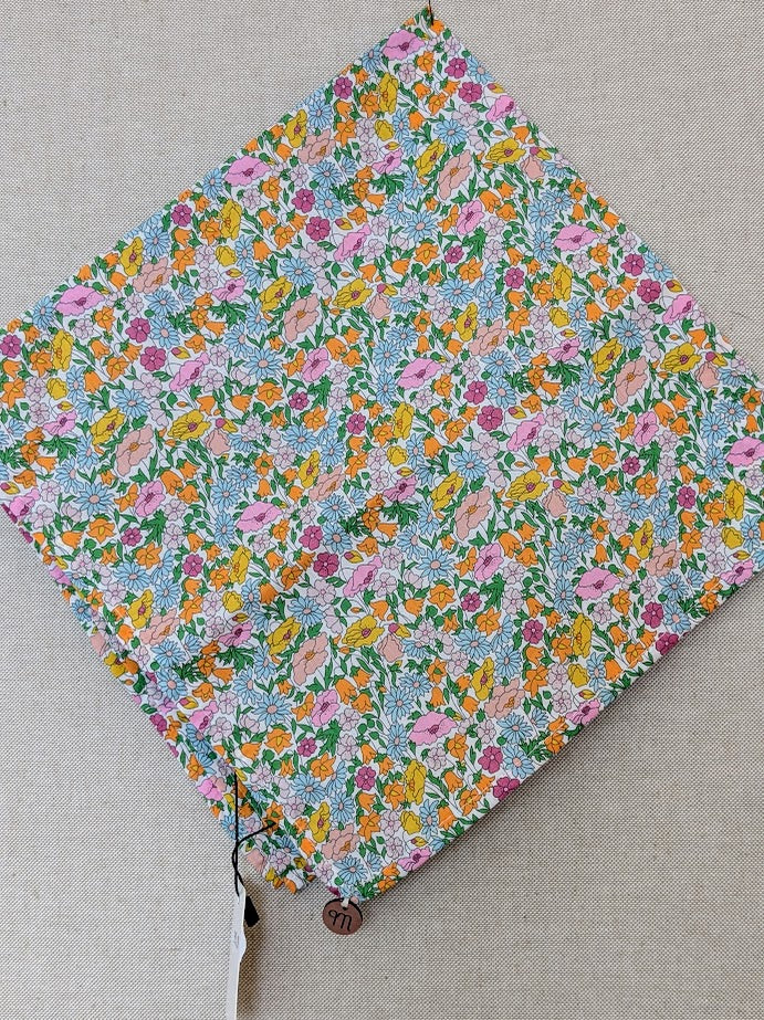 Square Bandana Scarf made with Liberty Tana Lawn Poppy Forest Blue
