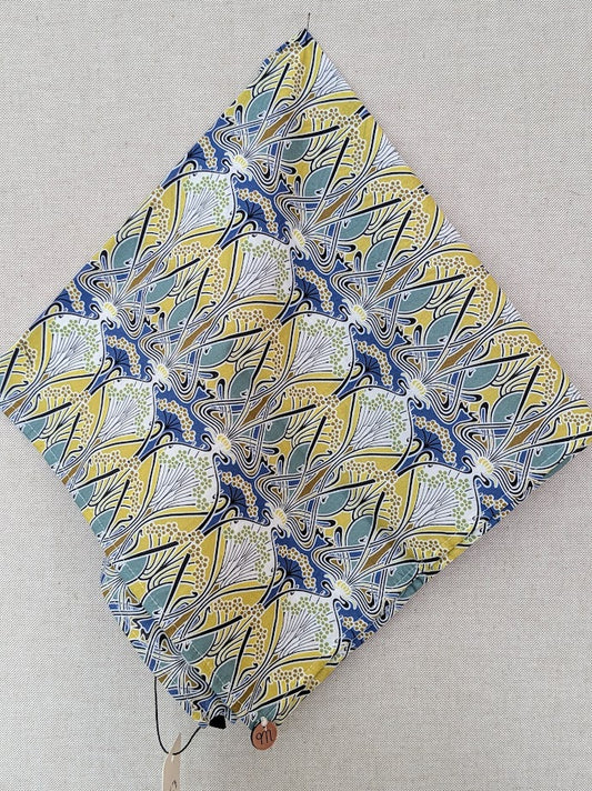Square Bandana Scarf made with Liberty Tana Lawn Ianthe Blue & Yellow