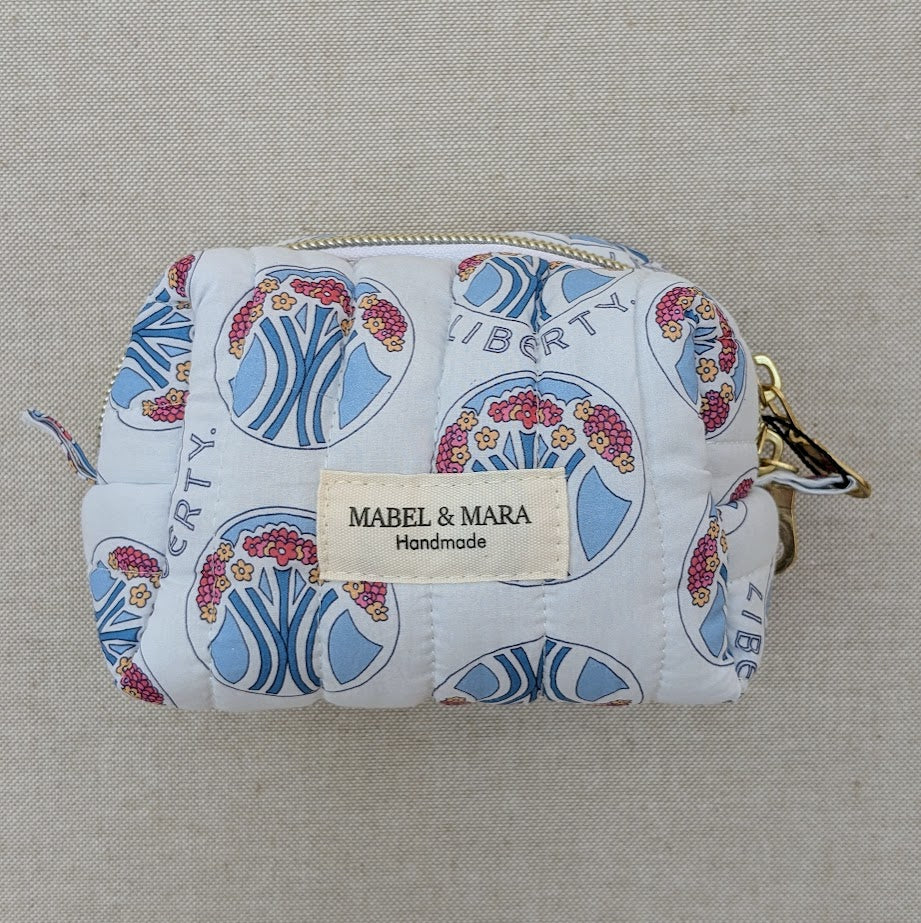 Boxy Quilted Zippered Pouch/Case Mauverina Liberty Tana Lawn