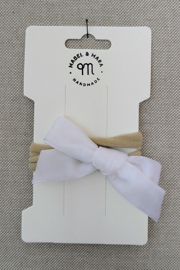 Velvet Hair Bow on Stretch Band in variety of colours