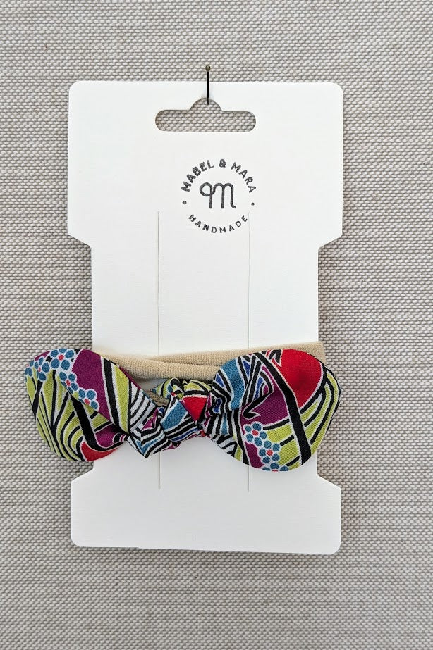 Fabric Hair Bow on Stretch Band in variety of fabric choices