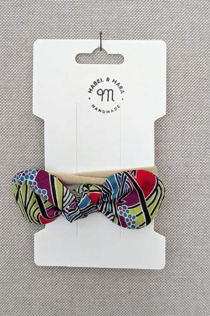 Fabric Hair Bow on Stretch Band in variety of fabric choices