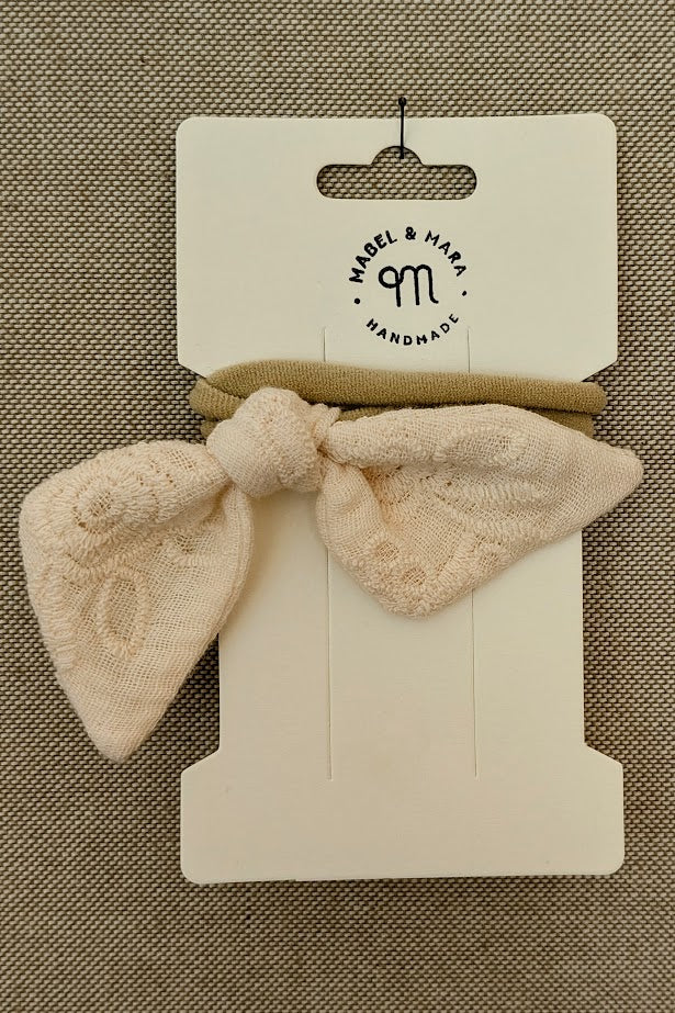 Fabric Hair Bow on Stretch Band in variety of fabric choices