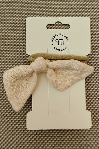 Fabric Hair Bow on Stretch Band in variety of fabric choices