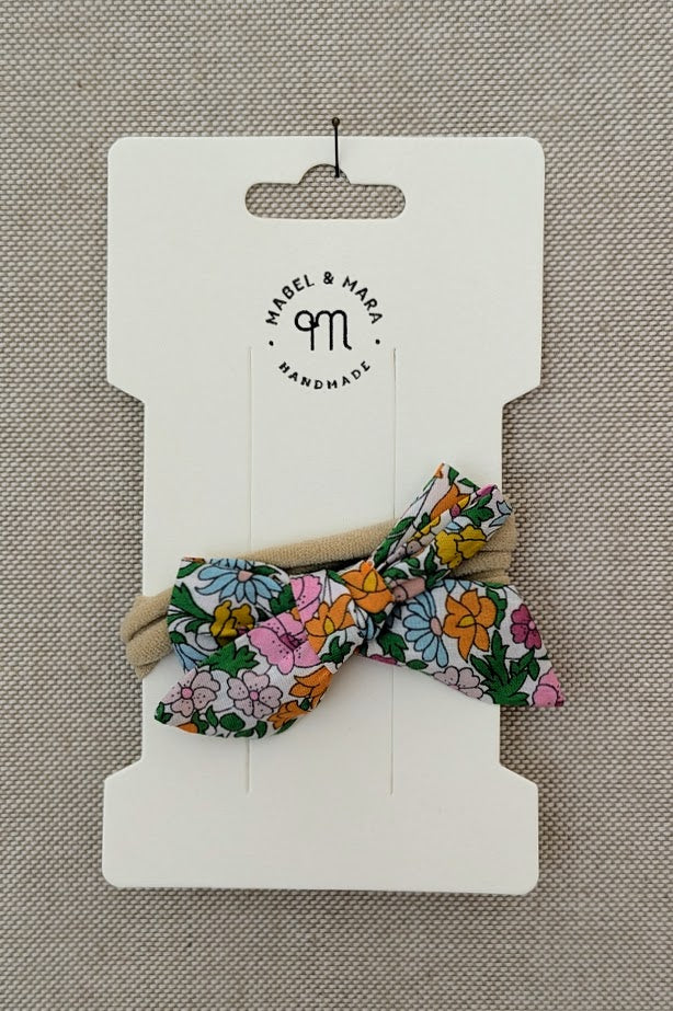 Fabric Hair Bow on Stretch Band in variety of fabric choices