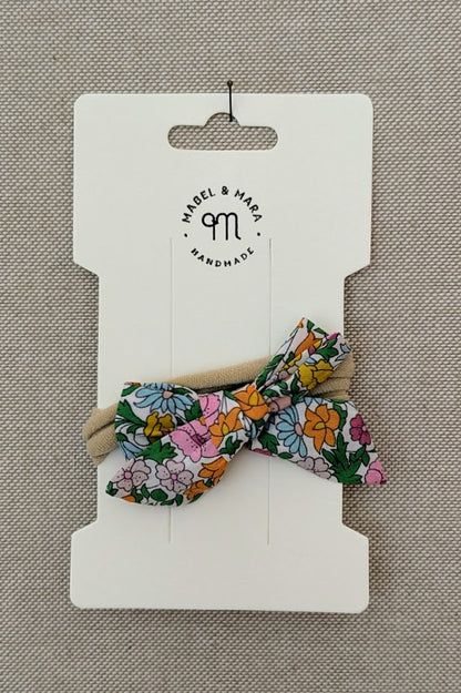 Fabric Hair Bow on Stretch Band in variety of fabric choices
