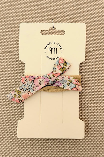 Fabric Hair Bow on Stretch Band in variety of fabric choices