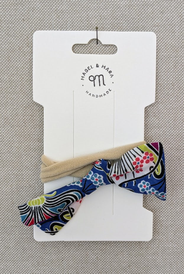 Fabric Hair Bow on Stretch Band in variety of fabric choices