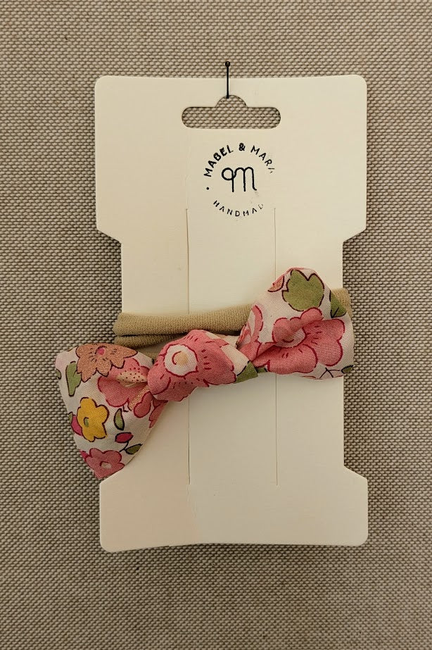 Fabric Hair Bow on Stretch Band in variety of fabric choices
