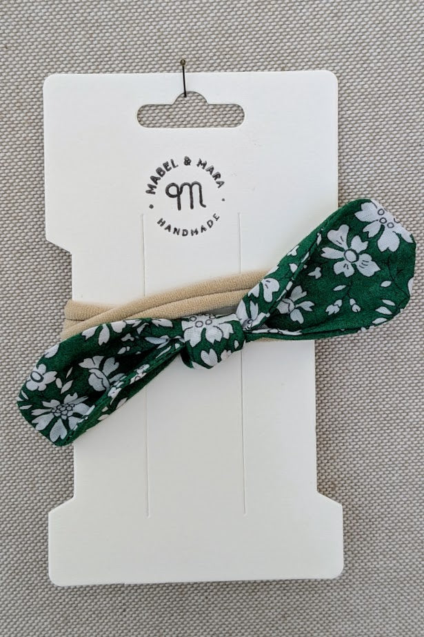Fabric Hair Bow on Stretch Band in variety of fabric choices
