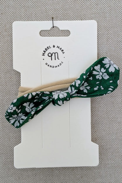 Fabric Hair Bow on Stretch Band in variety of fabric choices