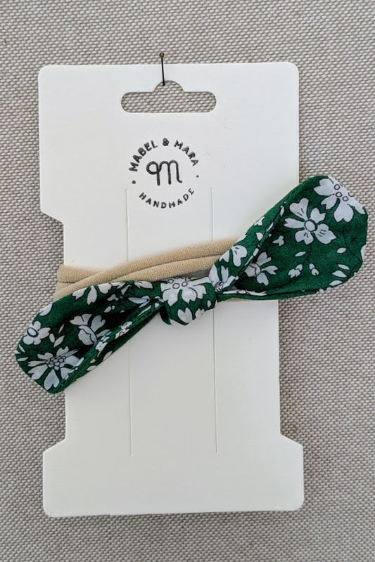 Fabric Hair Bow on Stretch Band in variety of fabric choices
