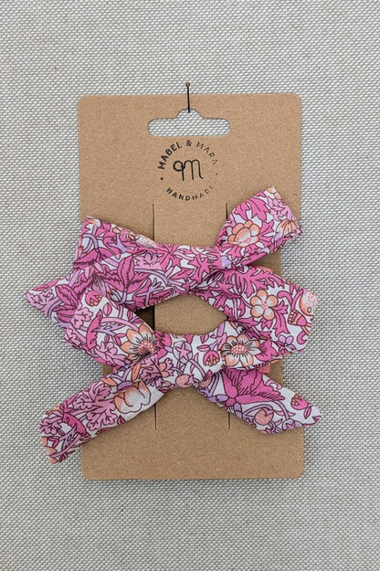 15mm Tied  Hair Bows Pair in variety Liberty Tana Lawn prints on alligator clips