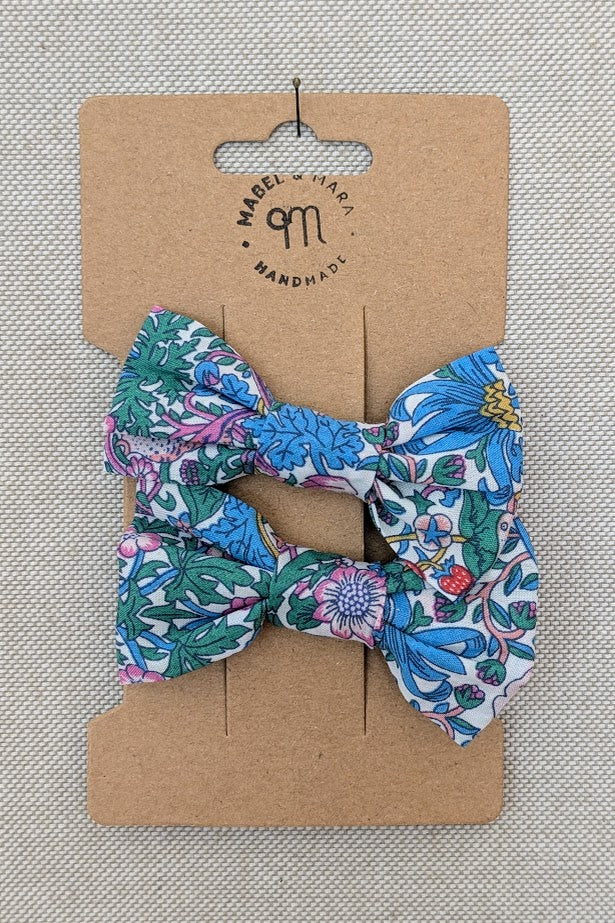 Traditional Hair Bows Pair Liberty Tana Lawn on alligator clips
