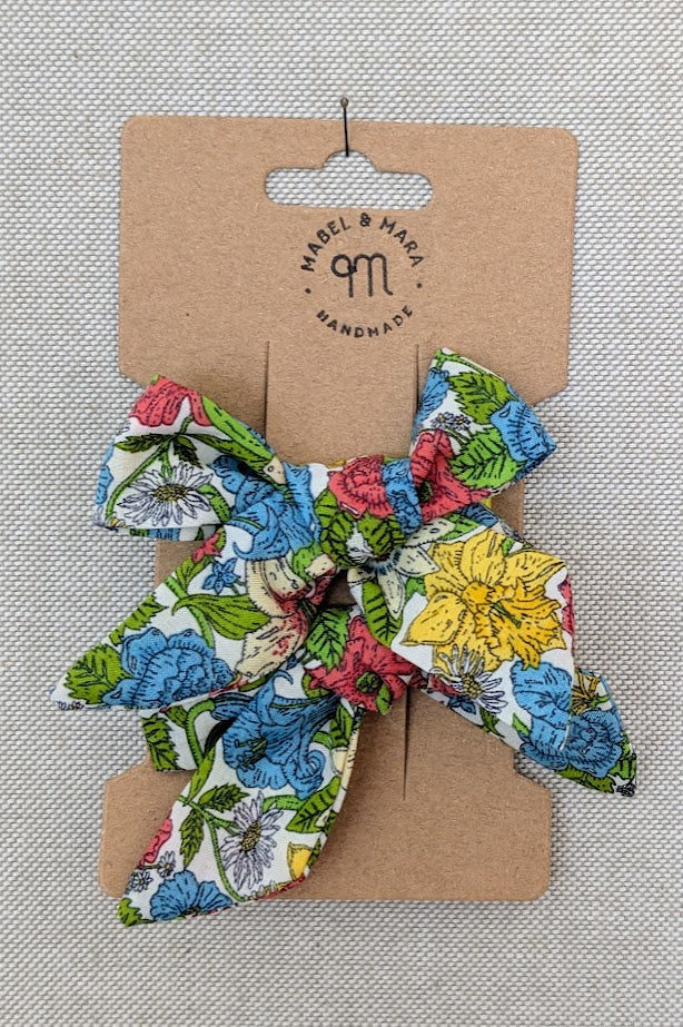 25mm Tied  Hair Bows Pair in variety of Liberty Tana Lawn prints on alligator clips