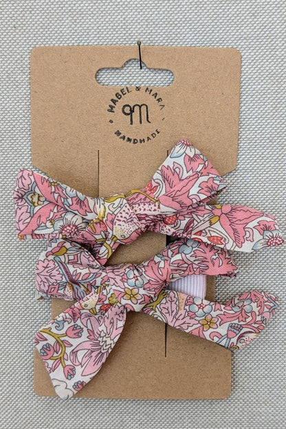 25mm Tied  Hair Bows Pair in variety of Liberty Tana Lawn prints on alligator clips