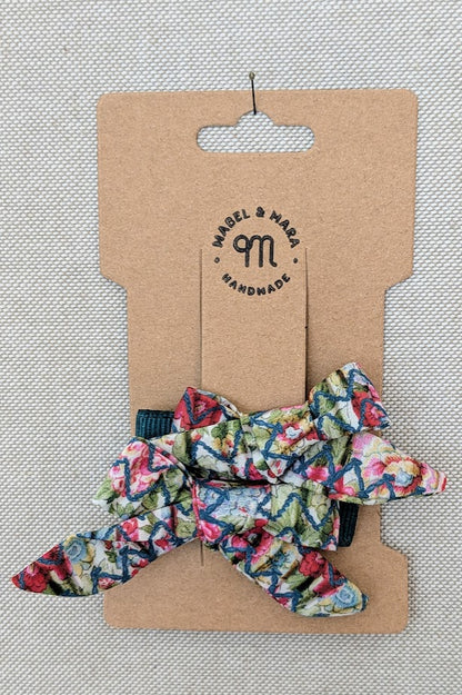 15mm Tied  Hair Bows Pair in variety Liberty Tana Lawn prints on alligator clips