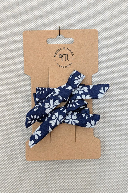 15mm Tied  Hair Bows Pair in variety Liberty Tana Lawn prints on alligator clips