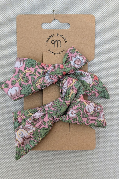 25mm Tied  Hair Bows Pair in variety of Liberty Tana Lawn prints on alligator clips