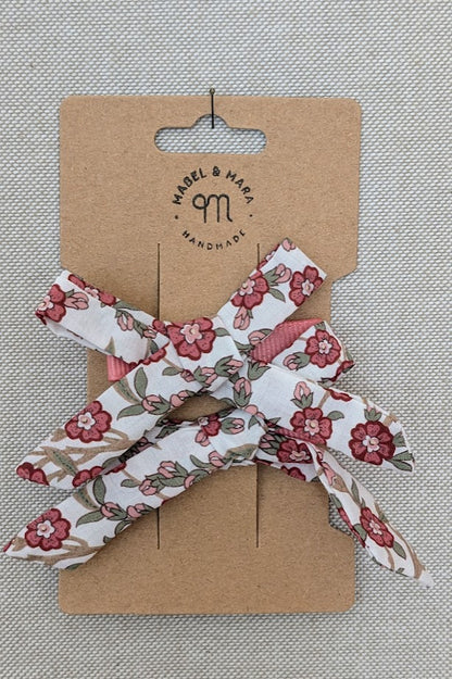 15mm Tied  Hair Bows Pair in variety Liberty Tana Lawn prints on alligator clips