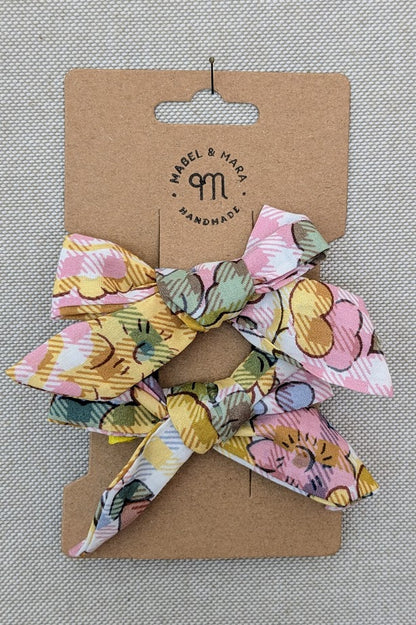 25mm Tied  Hair Bows Pair in variety of Liberty Tana Lawn prints on alligator clips