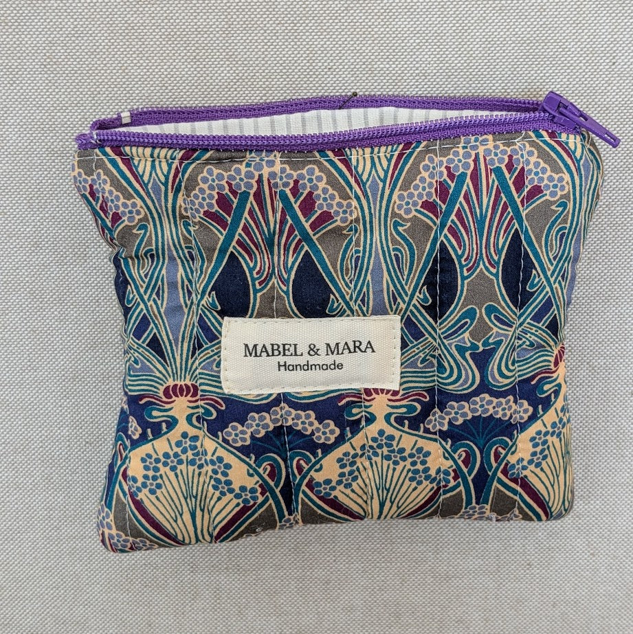 Quilted Zipper Purse/Case in a choice of fabric designs
