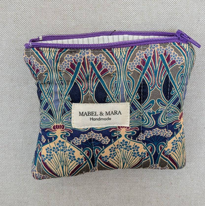 Quilted Zipper Purse/Case in a choice of fabric designs