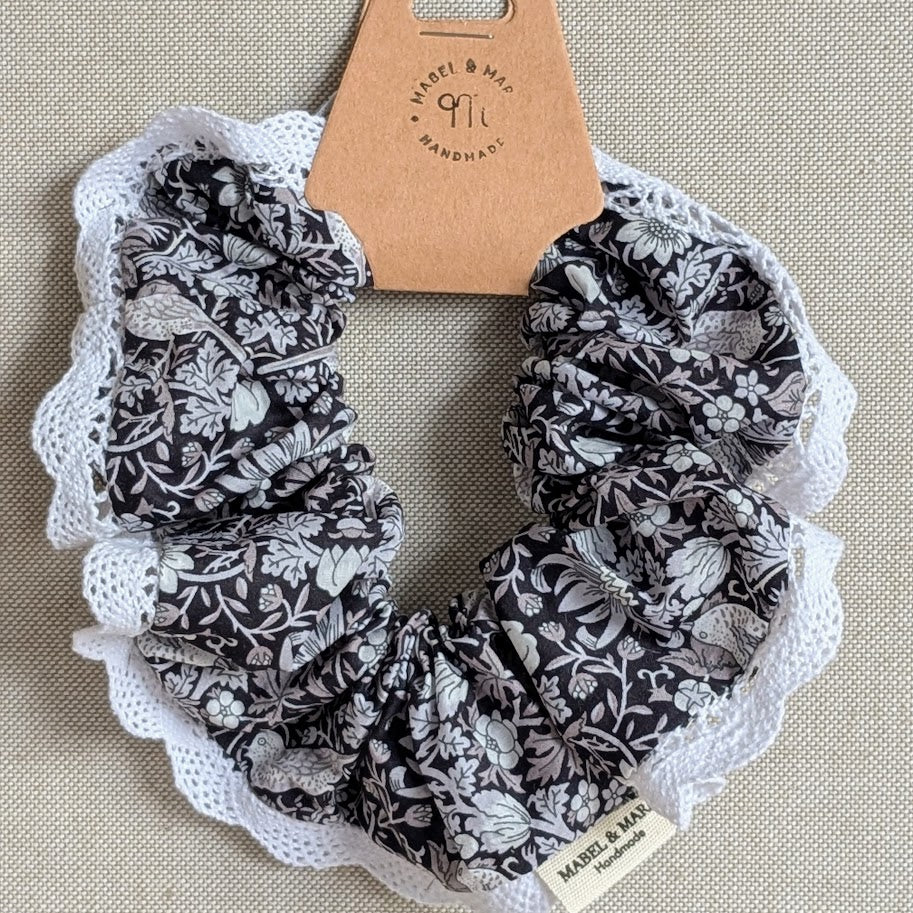Hair Scrunchies in a range of Liberty Tana Lawn Fabrics with lace trim