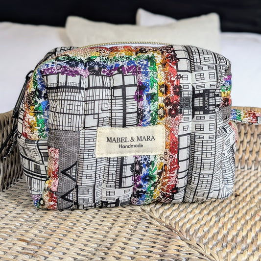 Boxy Quilted Zippered Pouch/Case  Liberty Tana Lawn Tudor Belle Rainbow