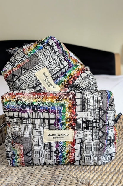 Boxy Quilted Zippered Pouch/Case  Liberty Tana Lawn Tudor Belle Rainbow